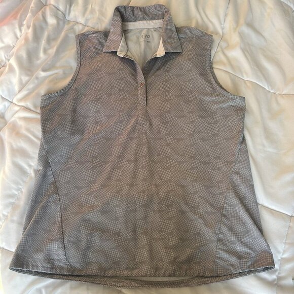 Nivo Tops - Nivo Sport Womens Large L Tank Top Gray White Sleeveless Tennis Golf